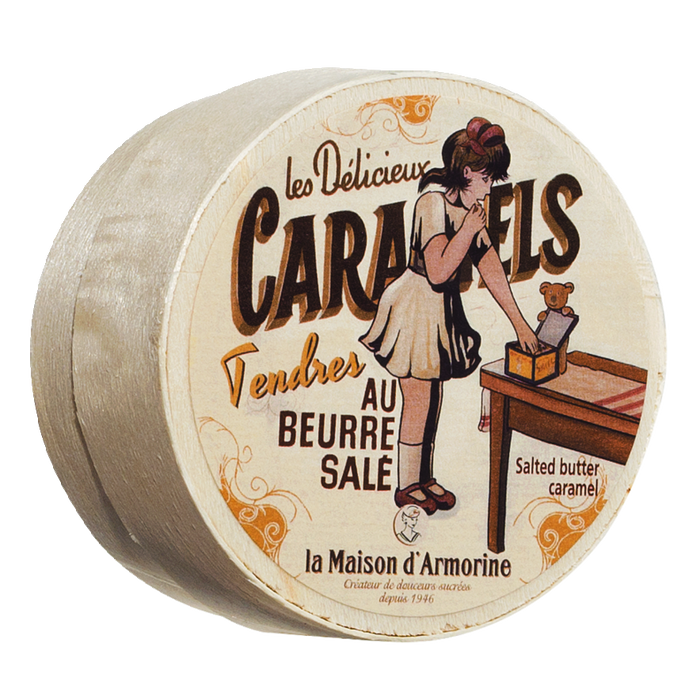 Caramels au beurre salé - Karamellbonbon mit gesalzener Butter, Holzdose