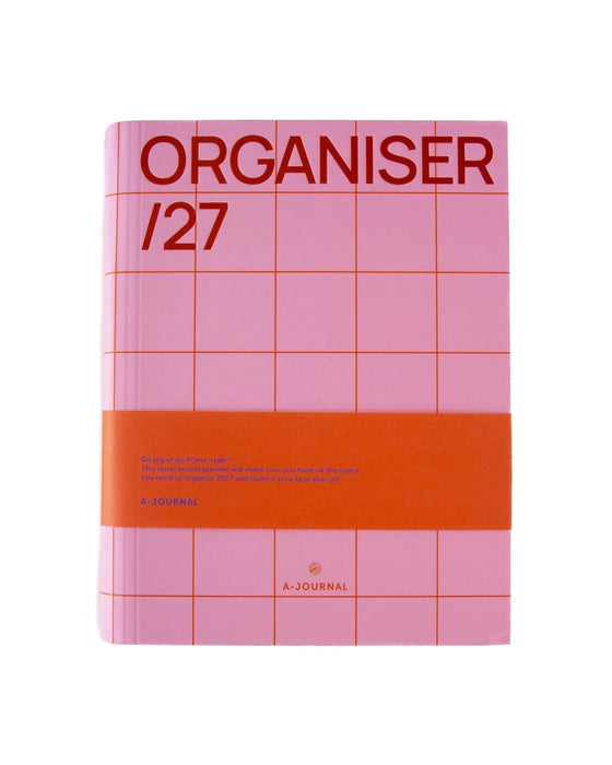 Diary Spiral Organiser 2027 - Checkered Pink Red