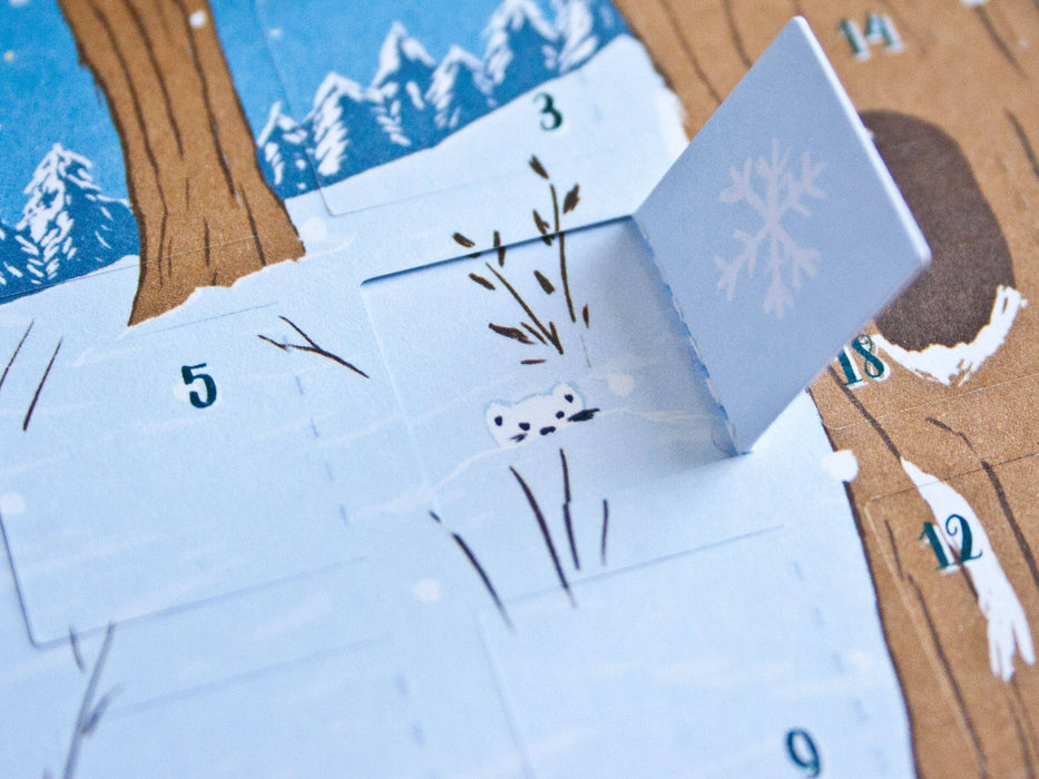 Adventskalender Postkarte Winterwald