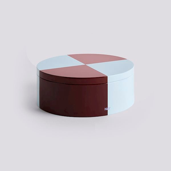 HAY Tin Container Round - Burgundy And Ice Blue