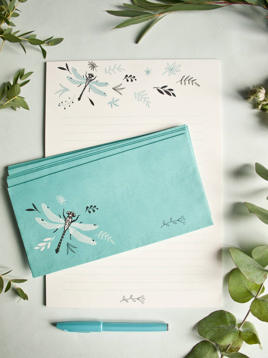 Briefpapier Set Libelle, Briefblock A4 & 10 Briefumschläge