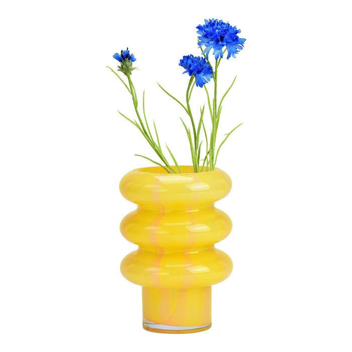 Vase gestreift aus Glas, Gelb/Apricot