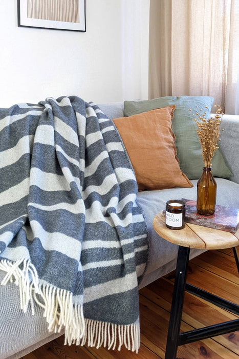 Woolen Blanket bold dark granite / Wolldecke / Winter