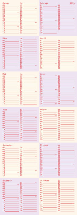 SQUARES Wandkalender 2026