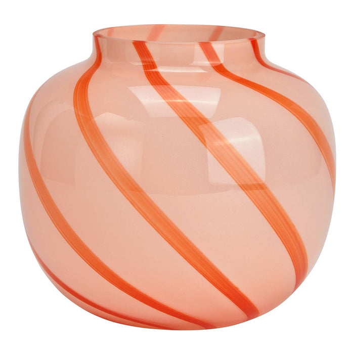 Vase gestreift aus Glas, Pink/Rot