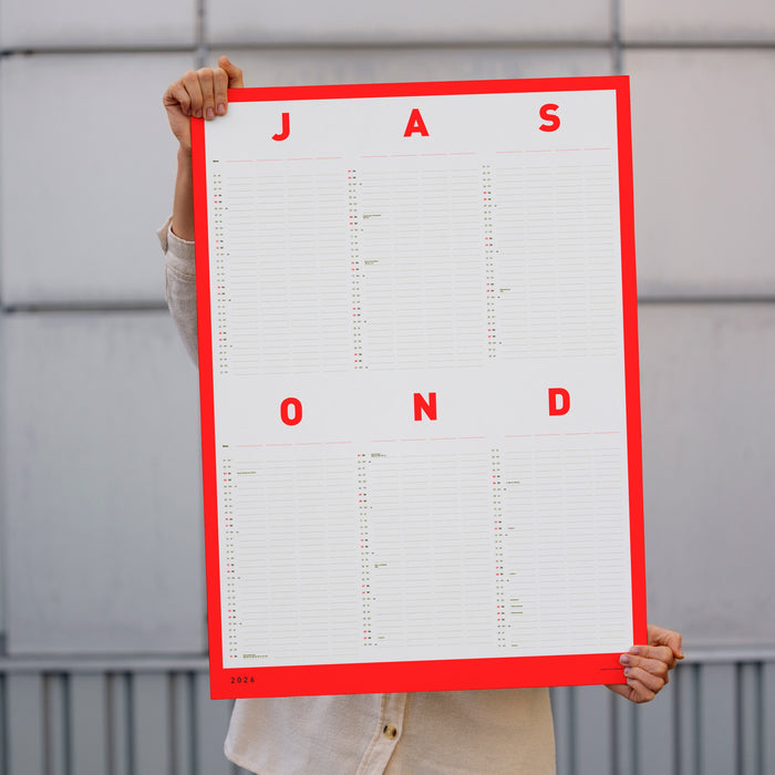 FOX & POET Familienkalender 2026 - Leuchtrot