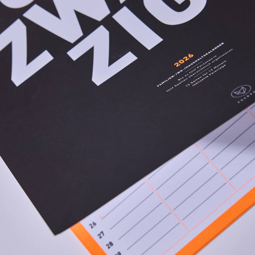 FOX & POET Familienkalender 2026 - Neonorange