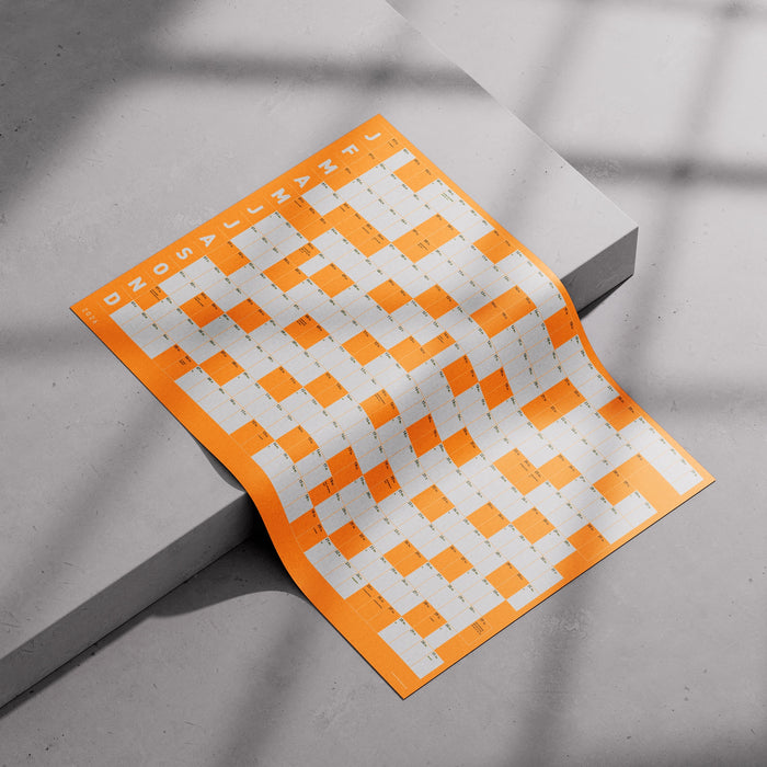 FOX & POET Wandkalender 2026 - Neonorange Raster