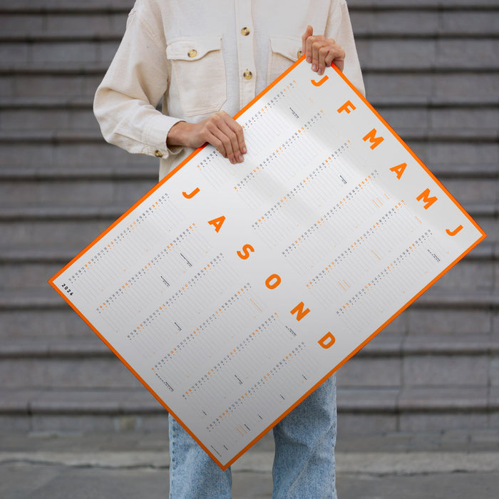 FOX & POET Wandkalender 2026 - Neonorange - Hoch - und Querformat