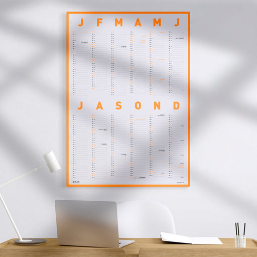 FOX & POET Wandkalender 2026 - Neonorange - Hoch - und Querformat