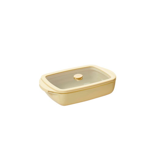 Pebbly Rechteckige Glas-Backform mit Deckel - 0,8 l - Egg Shell