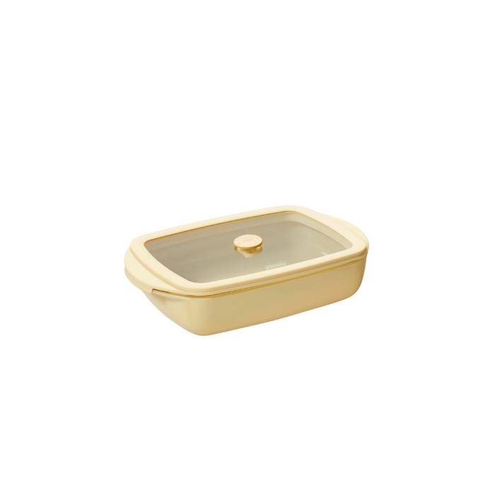 Pebbly Rechteckige Glas-Backform mit Deckel - 0,8 l - Egg Shell