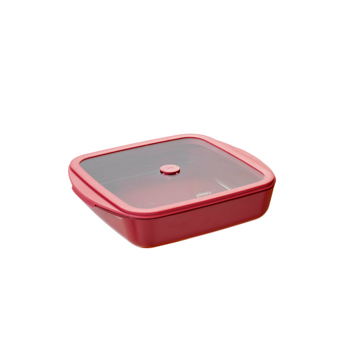 Pebbly Quadratische Glas-Auflaufform mit Deckel - 1,6 l - Cherrywood