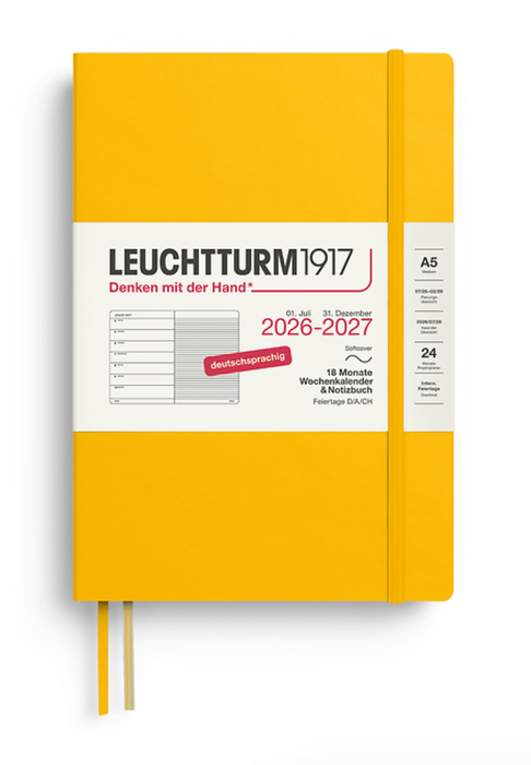 Leuchtturm Wochenkalender & Notizbuch 2026/2027 - A5 (18 Monate) - Sunflower - Softcover