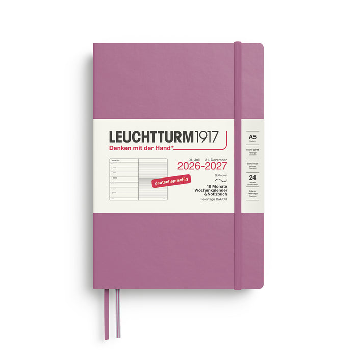 Leuchtturm Wochenkalender & Notizbuch 2026/2027 - A5 (18 Monate) - Dusty Rose - Softcover