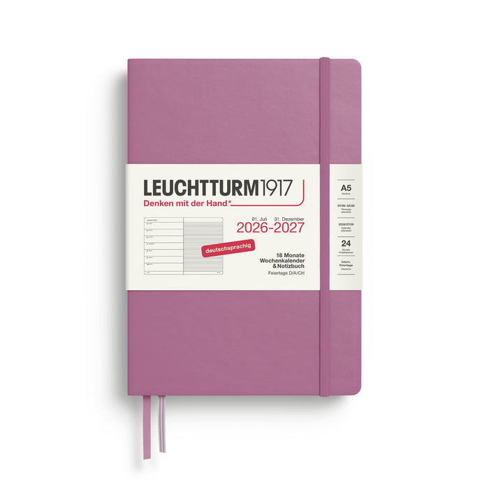 Leuchtturm Wochenkalender & Notizbuch 2026/2027 - A5 (18 Monate) - Dusty Rose - Hardcover