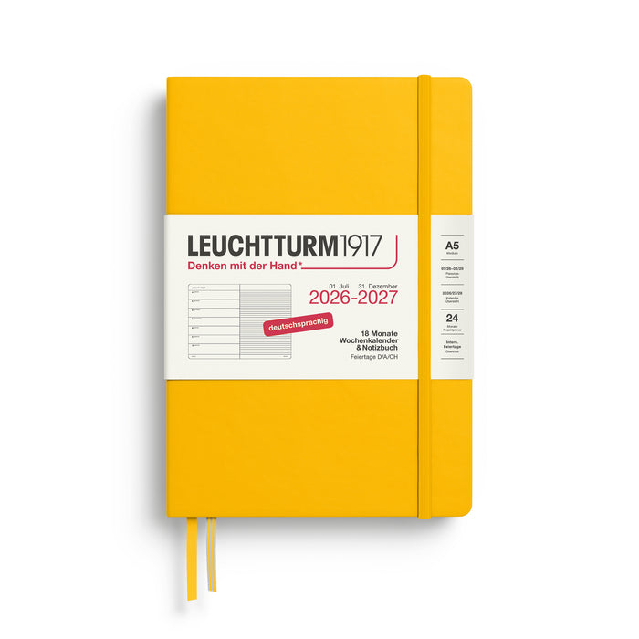 Leuchtturm Wochenkalender & Notizbuch 2026/2027 - A5 (18 Monate) - Sunflower - Hardcover