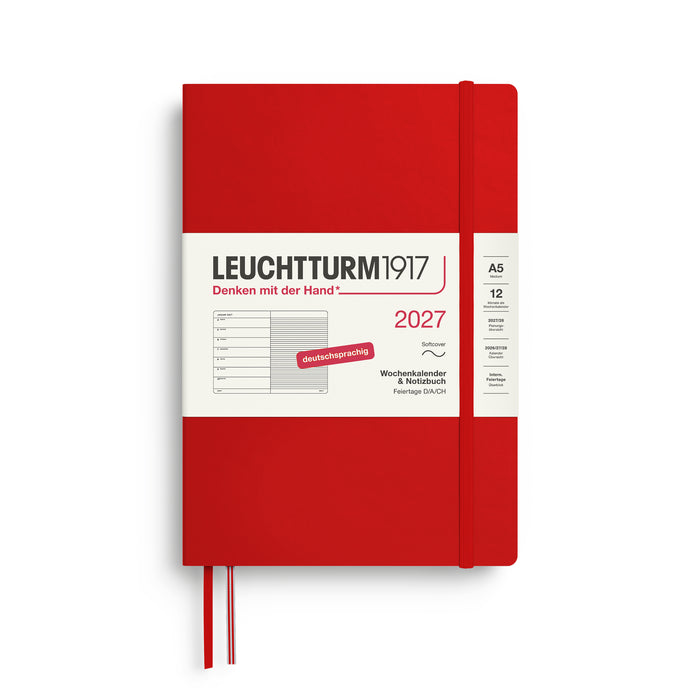Leuchtturm Wochenkalender & Notizbuch - Medium (A5) - Softcover - 2027 - Cherry