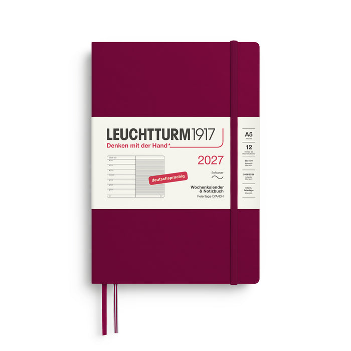 Leuchtturm Wochenkalender & Notizbuch - Medium (A5) - Softcover - 2027 - Port Red