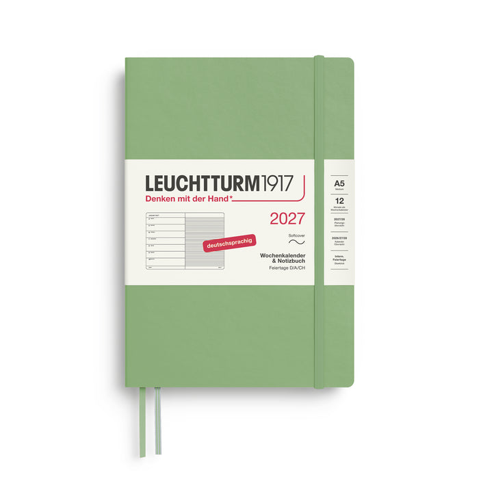 Leuchtturm Wochenkalender & Notizbuch - Medium (A5) - Softcover - 2027 - Sage