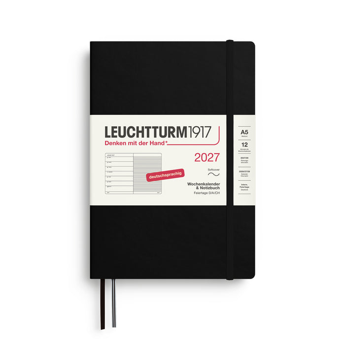 Leuchtturm Wochenkalender & Notizbuch - Medium (A5) - Softcover - 2027 - Schwarz