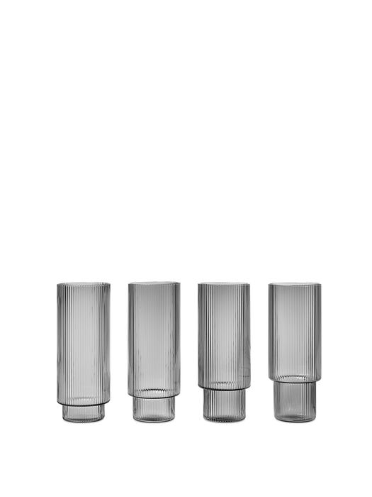 Ferm Living Ripple Longdrink Gläser Smoked Grey - 4er Set, Gläser