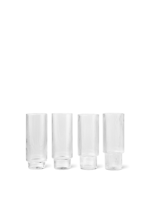 Ferm Living Ripple Longdrink Gläser Transparent - 4er Set, Gläser
