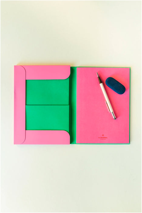 A-Journal Briefpapier Set - Pink/Grün