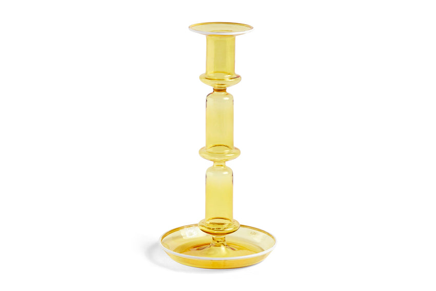 HAY Kerzenhalter FLARE - Candleholder Yellow With White Tall