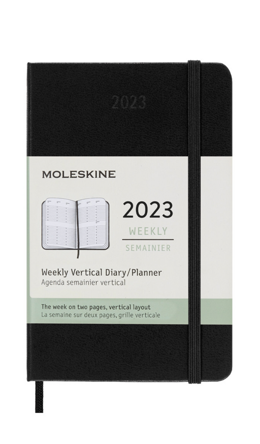Moleskine Wochenkalender Pocket Vertical Hard Cover Schwarz - 2023 - Englisch